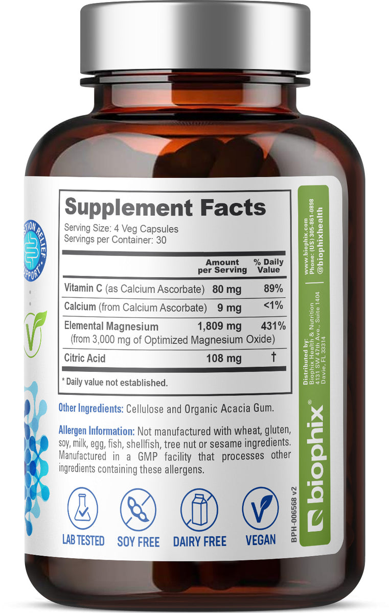 Magnesium Phosphate Biophix Oxy-Lax 750mg - 2 Pack (240 Capsules Total) Pure Magnesium Oxide Colon Cleanse Vitalax Natural Laxative - Foto 6