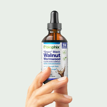 Biophix Black Walnut Wormwood Extract 2 oz Dropper Hand View Herbal Supplement
