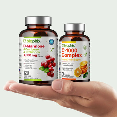 Biophix D-Mannose Cranberry C-1000 Bundle Hand View Urinary Immune Wellness Kit