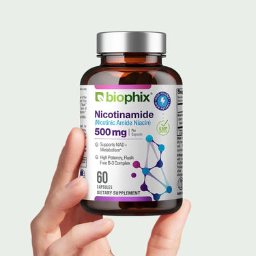 Biophix Nicotinamide 500 mg 60 Caps Hand View Non-Flushing Niacin Skin Wellness
