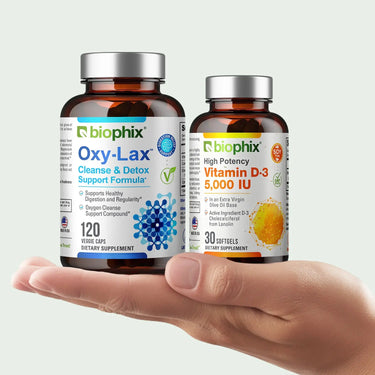 Biophix Oxy-Lax D3 Bundle Hand View Gentle Colon Cleanse D3 Wellness Value Pack