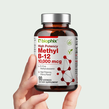 Biophix Methyl B12 10000 mcg Lozenges Hand View Sublingual Fast-Absorb Cherry Flavor