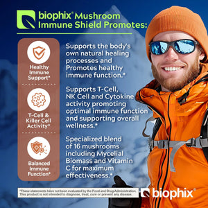 16 in 1 Advanced Mushroom Shield with Vitamin C 120 Tablets biophix Health and Beauty