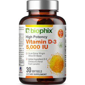 Vitamin D-3 5000 IU High-Potency 30 Softgels