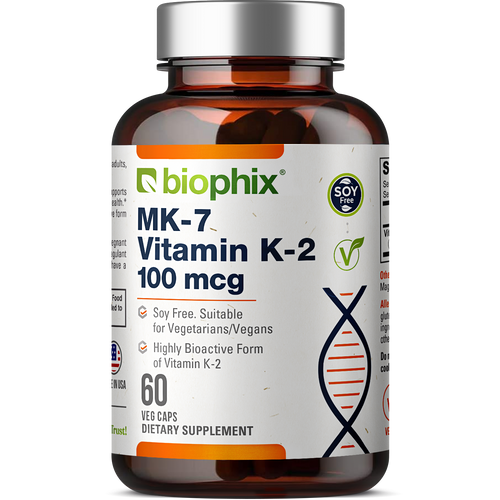 Vitamin K2 MK-7 High-Potency 100 mcg 60 Vegetarian Capsules