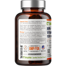 Load image into Gallery viewer, Vitamin K2 MK-7 High-Potency 100 mcg 60 Vegetarian Capsules