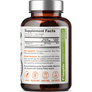 Vitamin K2 MK-7 High-Potency 100 mcg 60 Vegetarian Capsules