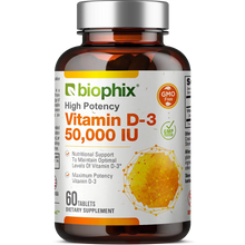 Load image into Gallery viewer, Vitamin D-3 50000 IU High-Potency 60 Tablets biophix