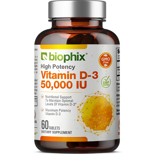 Vitamin D-3 50000 IU High-Potency 60 Tablets biophix
