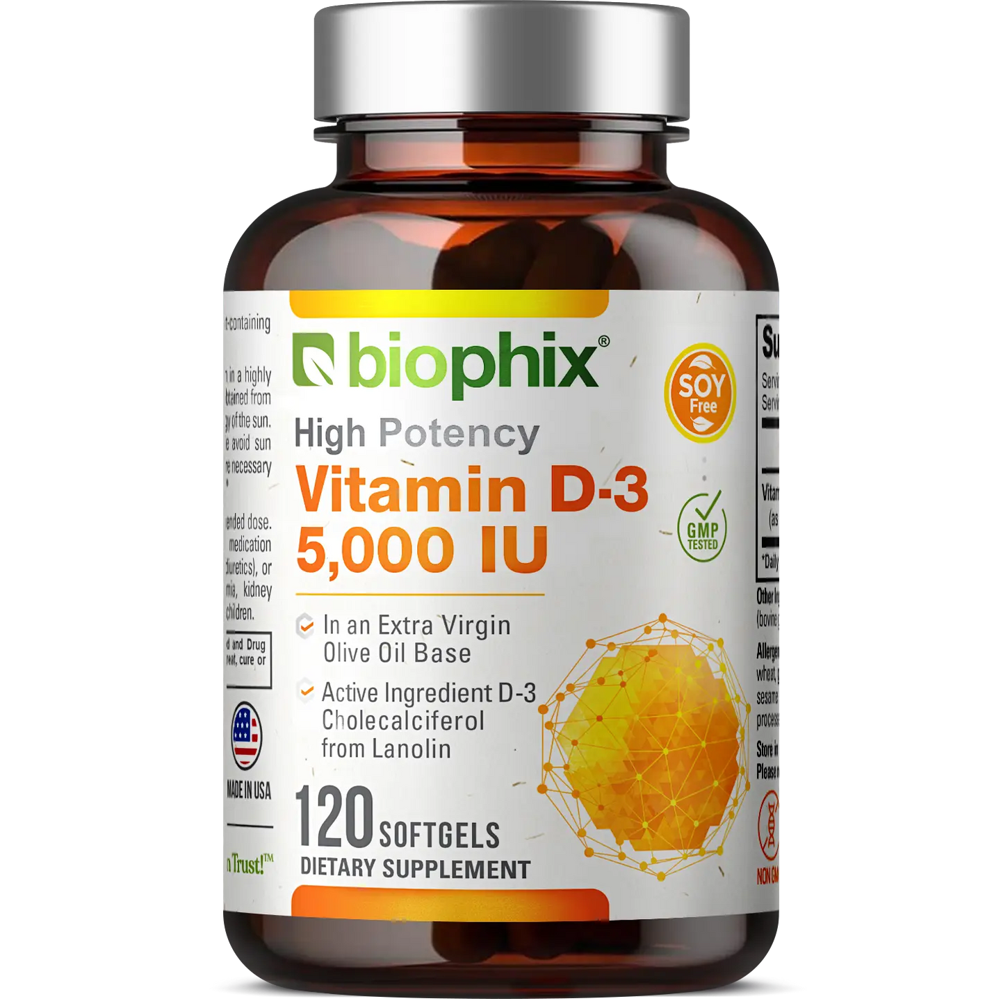 Vitamin D-3 5000 IU High-Potency 120 Softgels biophix