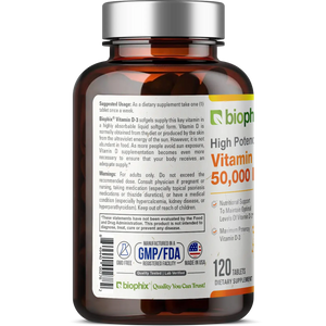 Vitamin D-3 50000 IU High-Potency 120 Tablets biophix