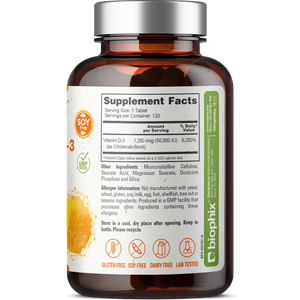 Vitamin D-3 50000 IU High-Potency 120 Tablets biophix