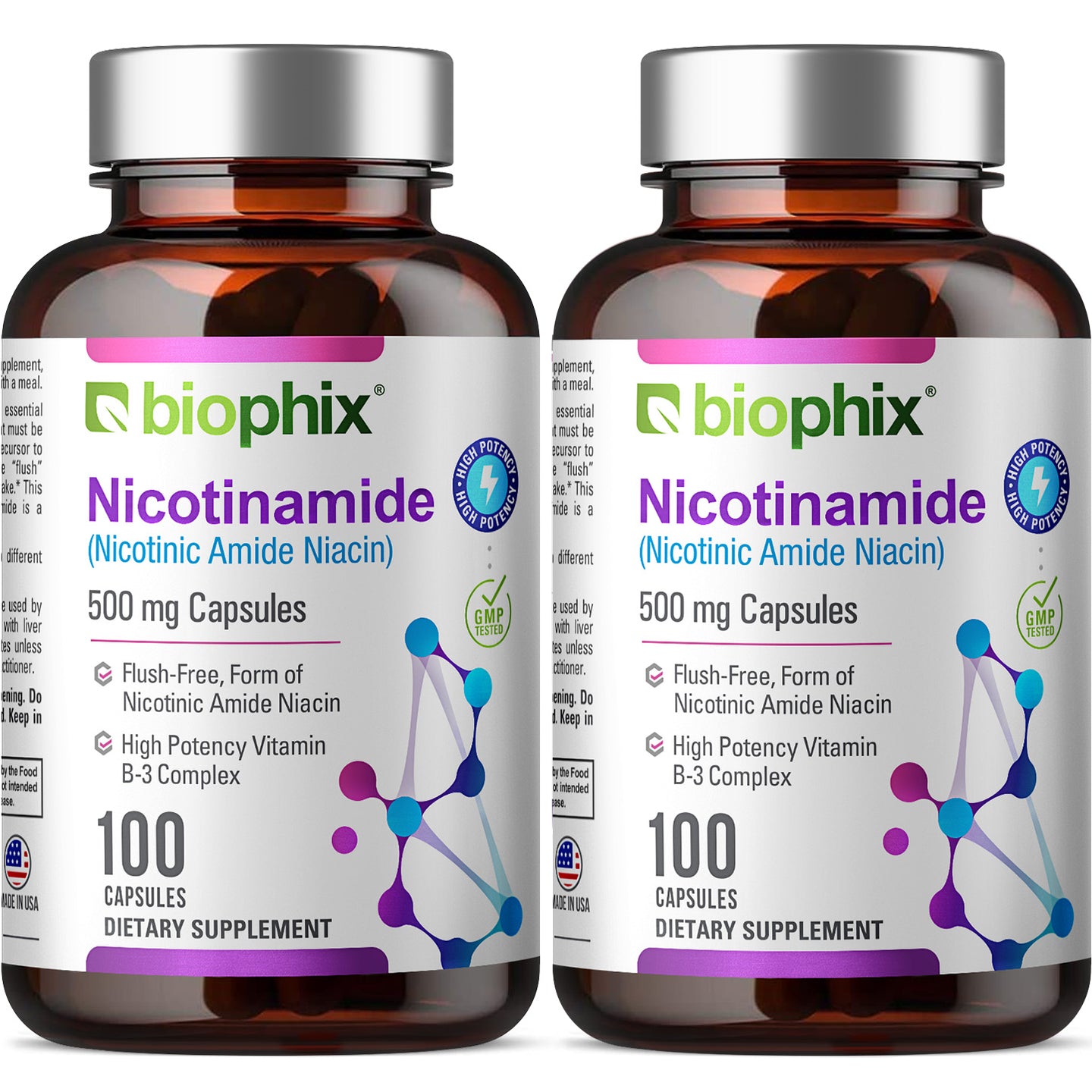 Nicotinamide 500 mg 100 Capsules - 2 Pack
