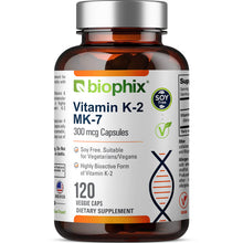 Load image into Gallery viewer, biophix Vitamin K2 MK-7 - 300 mcg 120 Vegetarian Capsules