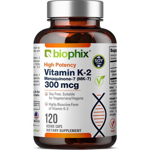 biophix Vitamin K2 MK-7 - 300 mcg 120 Vegetarian Capsules