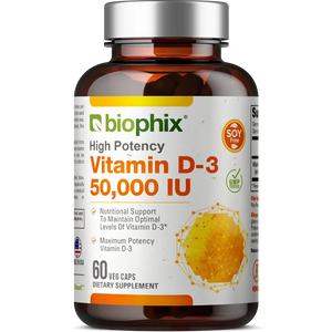 Vitamin D-3 50000 IU High-Potency 60 Vegetarian Capsules biophix