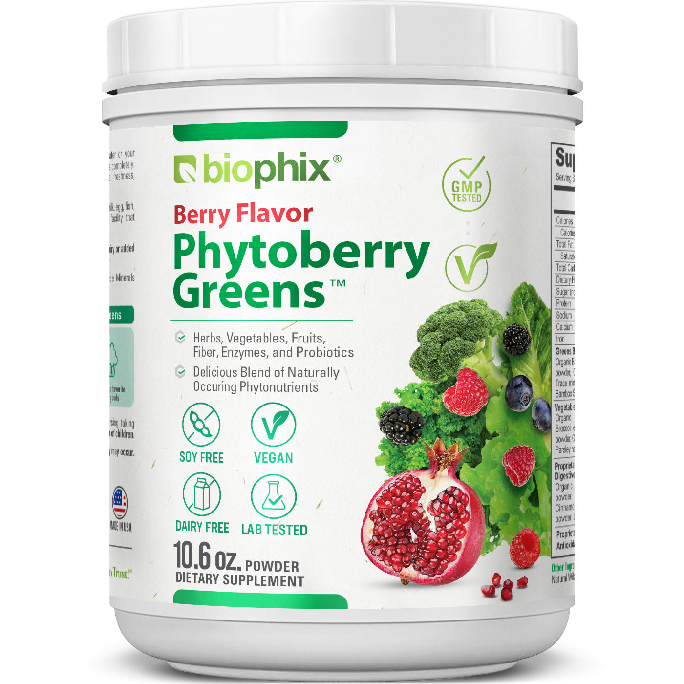 biophix Phytoberry Greens Superfood Powder Berry Flavor 10.6 oz