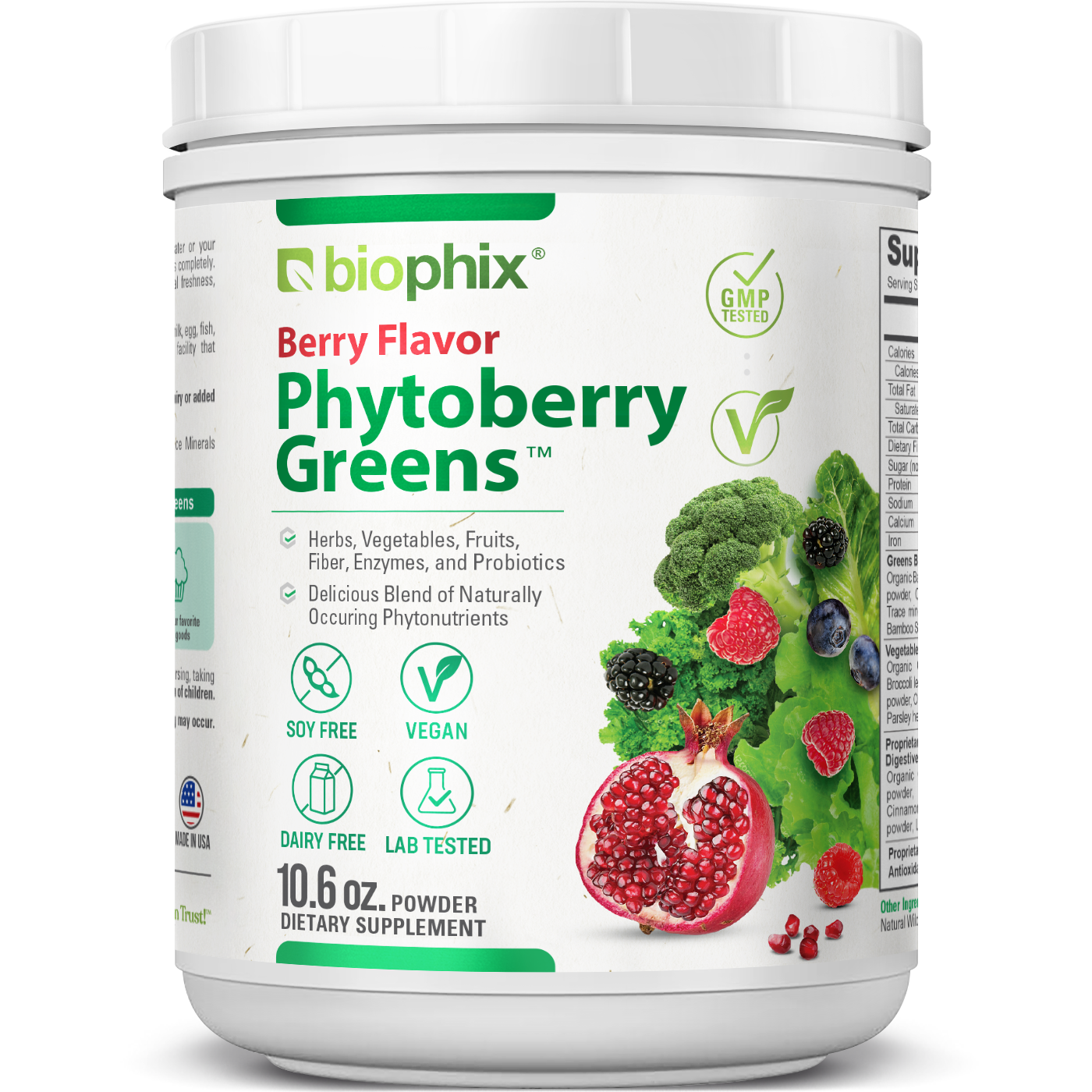 biophix Phytoberry Greens Superfood Powder Berry Flavor 10.6 oz