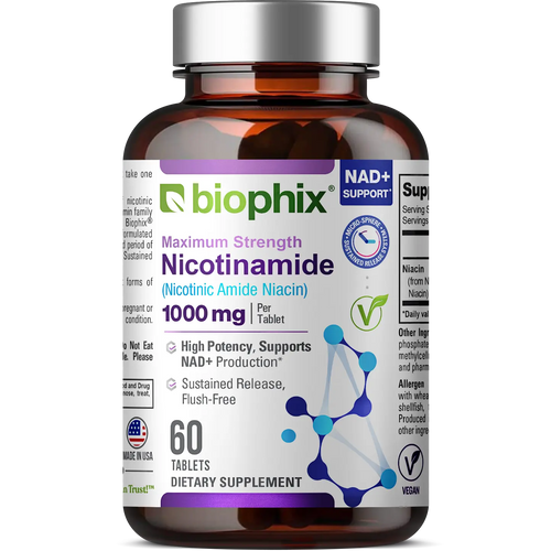 Nicotinamide Extra Strength 1000 mg 60 Tablets biophix