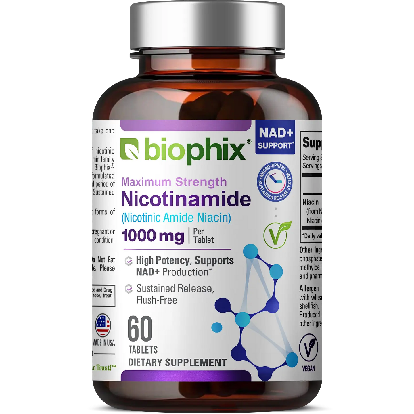 Nicotinamide Extra Strength 1000 mg 60 Tablets biophix
