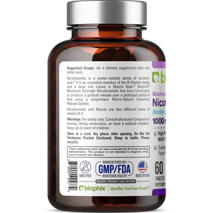 Nicotinamide Extra Strength 1000 mg 60 Tablets biophix