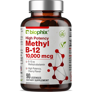Methyl B-12 Extra Strength 10000 mcg 90 Vegan Lozenges - Cherry Flavor biophix