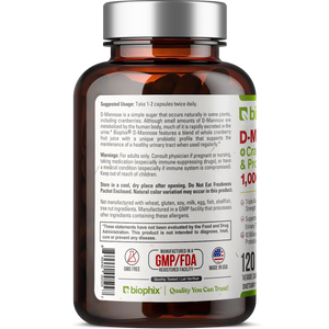 biophix D-Mannose Plus Cranberry and Probiotics 1000 mg 120 Vegetarian Capsules