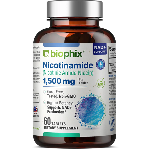 Nicotinamide Maximum Strength 1500 mg 60 Tablets biophix