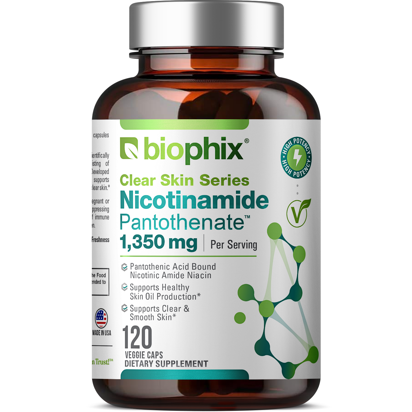 biophix Nicotinamide Pantothenate 1350 mg 120 Vegetarian Capsules