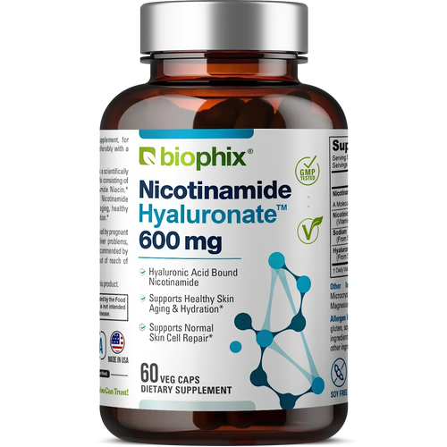 Nicotinamide Hyaluronate 600 mg 60 Vegetarian Capsules biophix