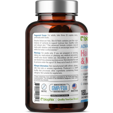 Load image into Gallery viewer, biophix Hair Skin and Nails Complex 180 Caplets with 10,000 mcg Biotin biophix