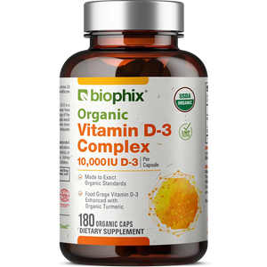 biophix Organic Vitamin D-3 Complex 10000 IU 180 Vegetarian Capsules with Turmeric biophix