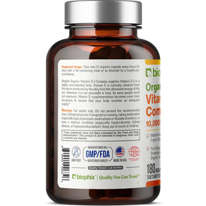 biophix Organic Vitamin D-3 Complex 10000 IU 180 Vegetarian Capsules with Turmeric biophix