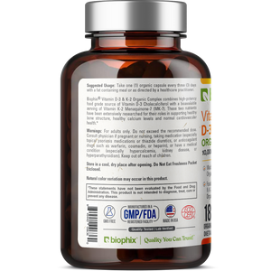 biophix Organic Vitamin D-3 K2 Turmeric 180 Vegetarian Capsules