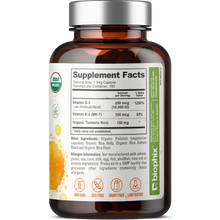 Load image into Gallery viewer, biophix Organic Vitamin D-3 K2 Turmeric 180 Vegetarian Capsules