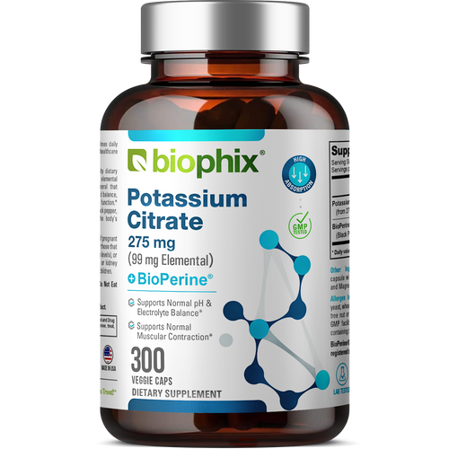 biophix Potassium Citrate 275 mg with BioPerine 300 Veggie Capsules