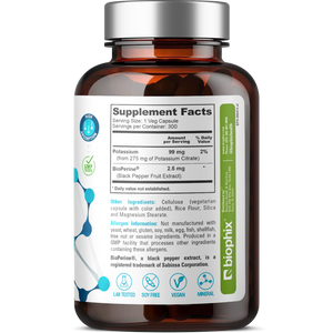 biophix Potassium Citrate 275 mg with BioPerine 300 Veggie Capsules