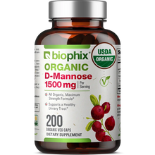 Load image into Gallery viewer, biophix D-mannose USDA Organic 1500 mg 200 Vegetarian Capsules biophix