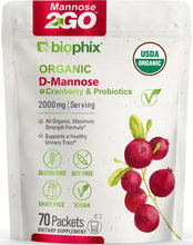 Load image into Gallery viewer, biophix Mannose2GO USDA Organic D-Mannose with Probiotics 2000 mg 70 Packets