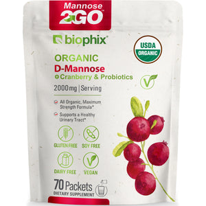 biophix Mannose2GO USDA Organic D-Mannose with Probiotics 2000 mg 70 Packets