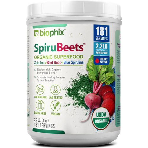 Biophix Spirubeets Organic Spirulina Beet Root Powder 2.2 lb 1 kg - Superfood Antioxidants Immune Support Heart Health