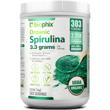 Load image into Gallery viewer, Biophix Spirulina USDA Certified Organic Powder 2.2 lbs 1 kg - Green Antioxidants Superfood Protein Immune Support biophix