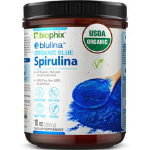 Load image into Gallery viewer, Biophix Blulina Organic Blue Spirulina Powder 10 oz 283.5 g - Detoxification Antioxidants Immune Support Superfood