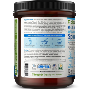 Biophix Blulina Organic Blue Spirulina Powder 10 oz 283.5 g - Detoxification Antioxidants Immune Support Superfood biophix