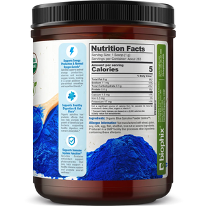 Biophix Blulina Organic Blue Spirulina Powder 10 oz 283.5 g - Detoxification Antioxidants Immune Support Superfood biophix