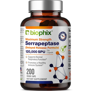 Biophix Serrapeptase 120000 SPU Maximum Strength 200 Veggie Caps - Inflammation Detoxification Joint Health Immune Support biophix