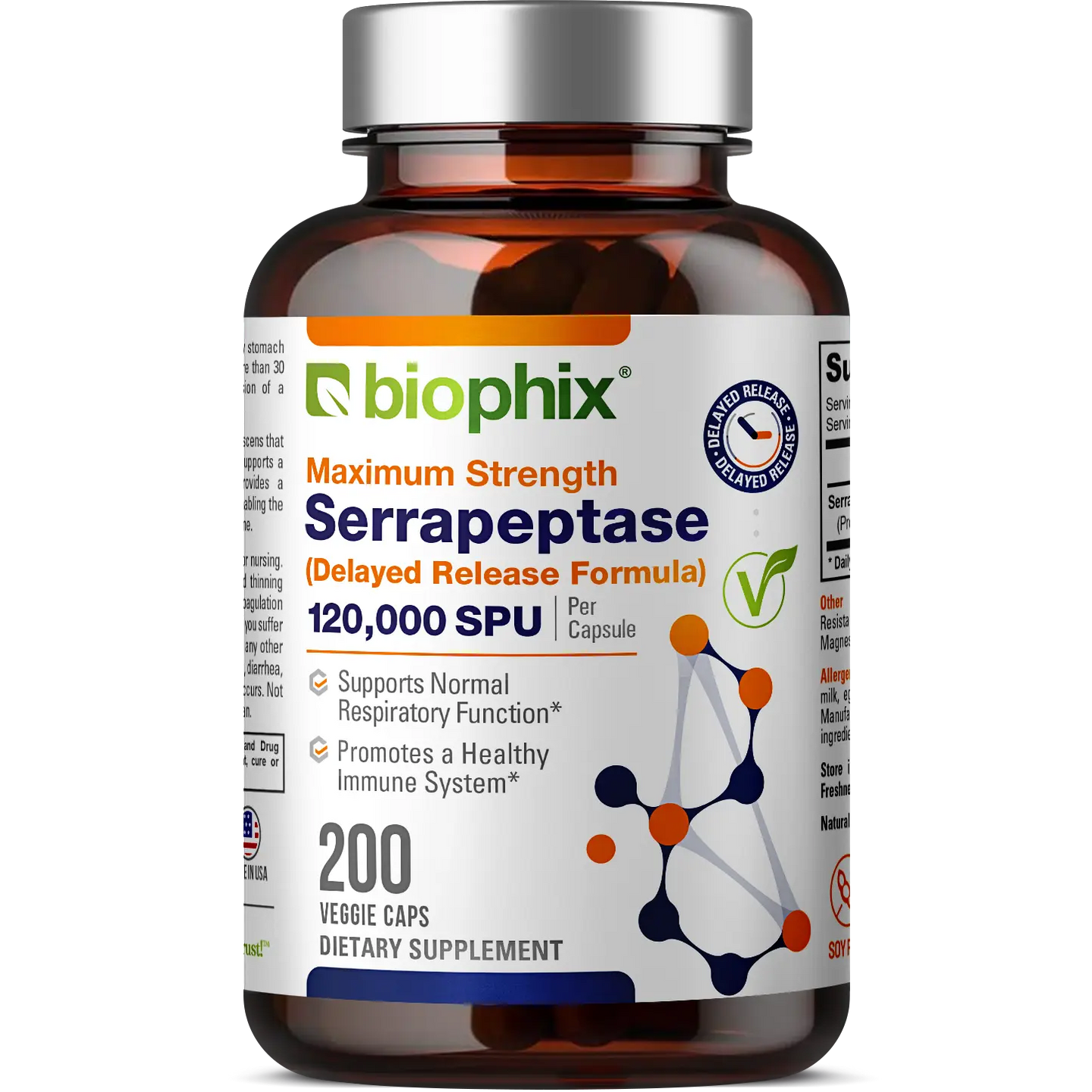 Biophix Serrapeptase 120000 SPU Maximum Strength 200 Veggie Caps - Inflammation Detoxification Joint Health Immune Support biophix