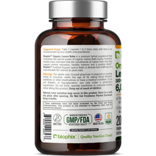 Load image into Gallery viewer, Biophix Lemon Balm USDA Organic 20:1 Extract 300 mg 200 Veggie Caps - Soothing Relaxation Positive Mood Support biophix