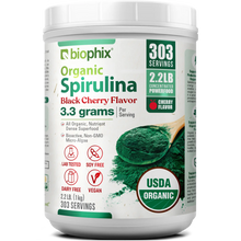 Load image into Gallery viewer, Biophix Organic Spirulina Powder Black Cherry Flavor 2.2 lbs 1 kg - Green Antioxidants Superfood Protein Immune Support biophix