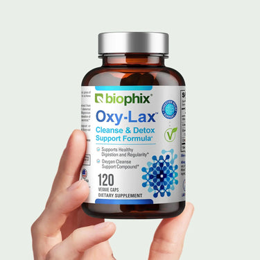 Biophix Oxy-Lax 750 mg Magnesium Oxide Hand View Gentle Stool Softener Natural Support